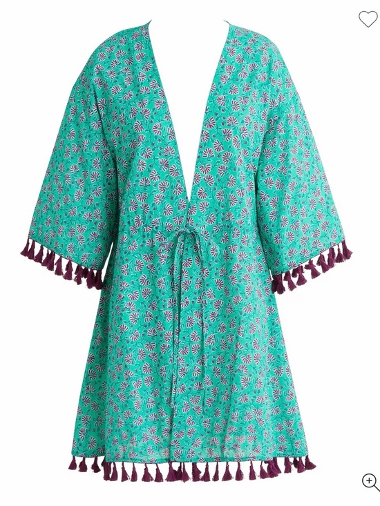 J. Crew Factory Other - J. Crew Factory Teal & Burgundy Tassel Tie Front Swim Coverup
